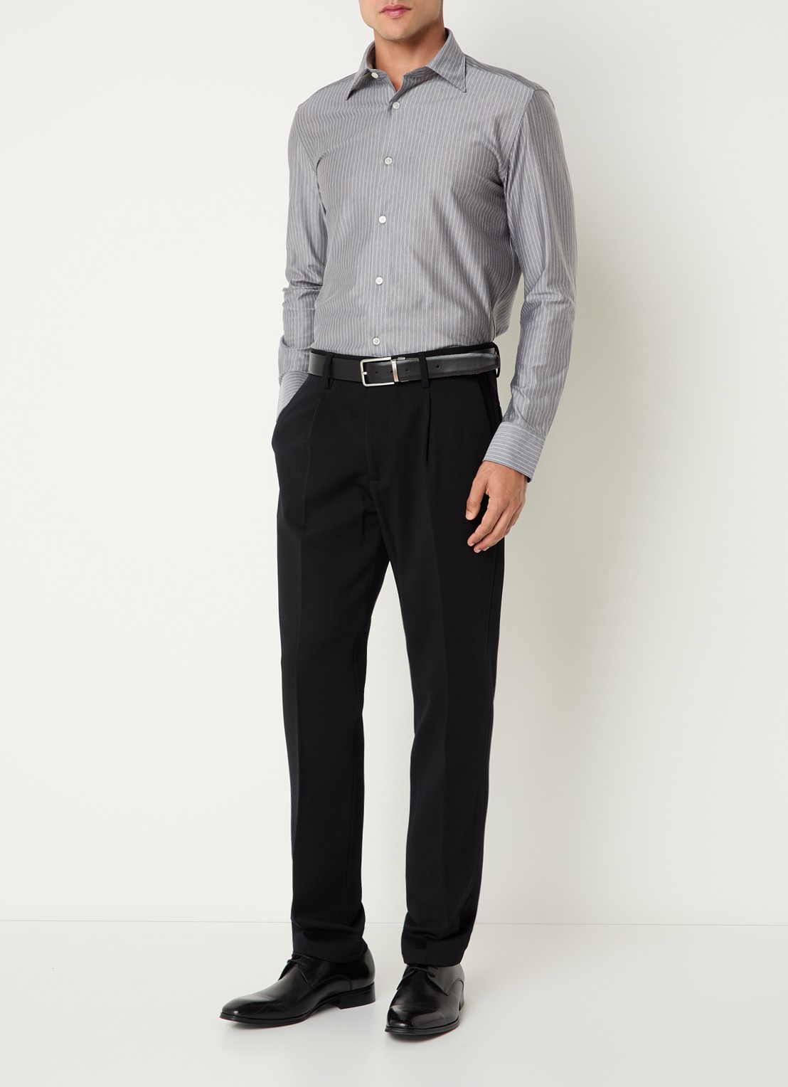 Boggi Milano Regular fit overhemd met streepprint - voorkant 2 donkerblauw