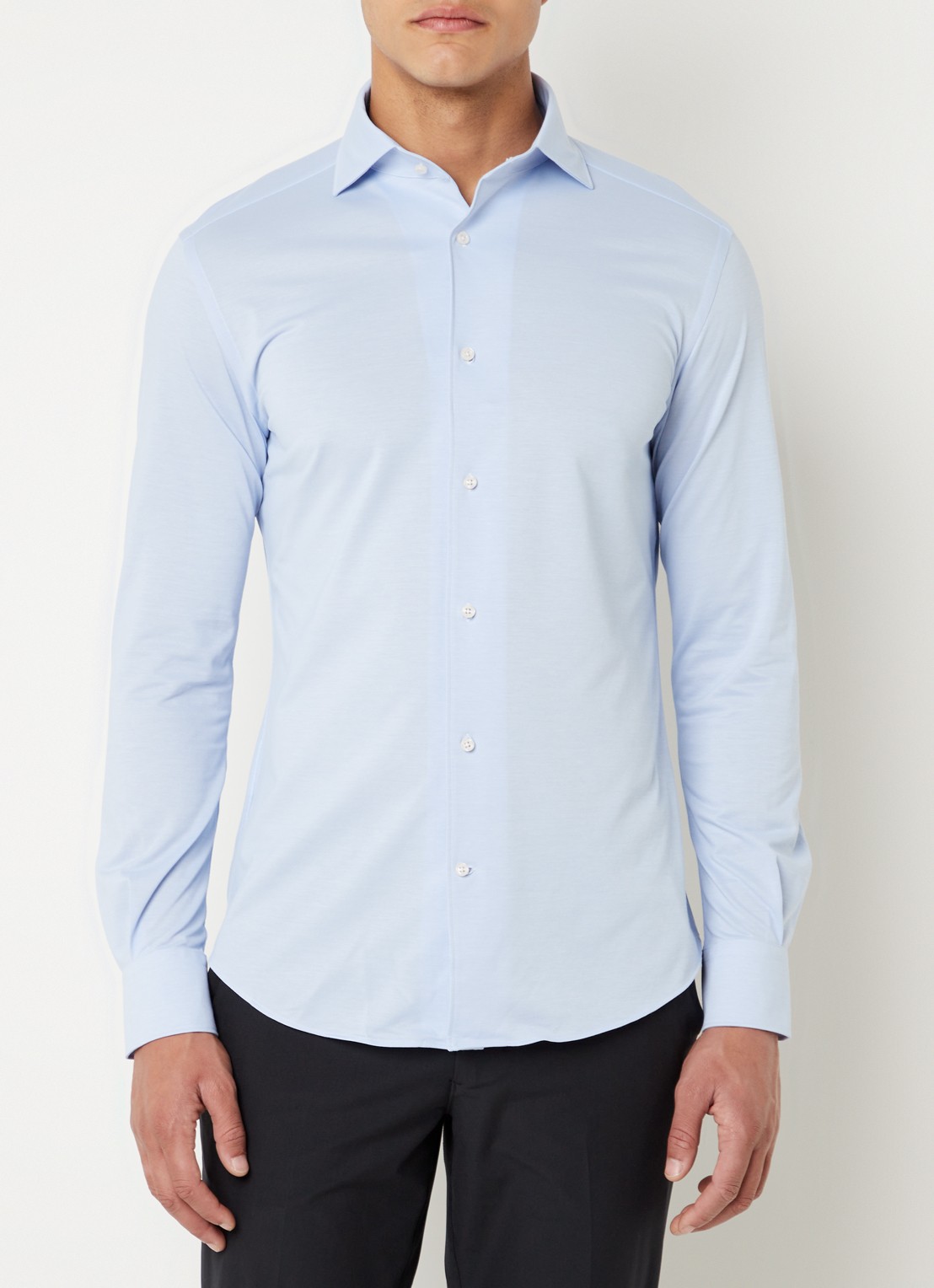 Boggi Milano Regular fit overhemd met stretch  - detail 3 lichtblauw