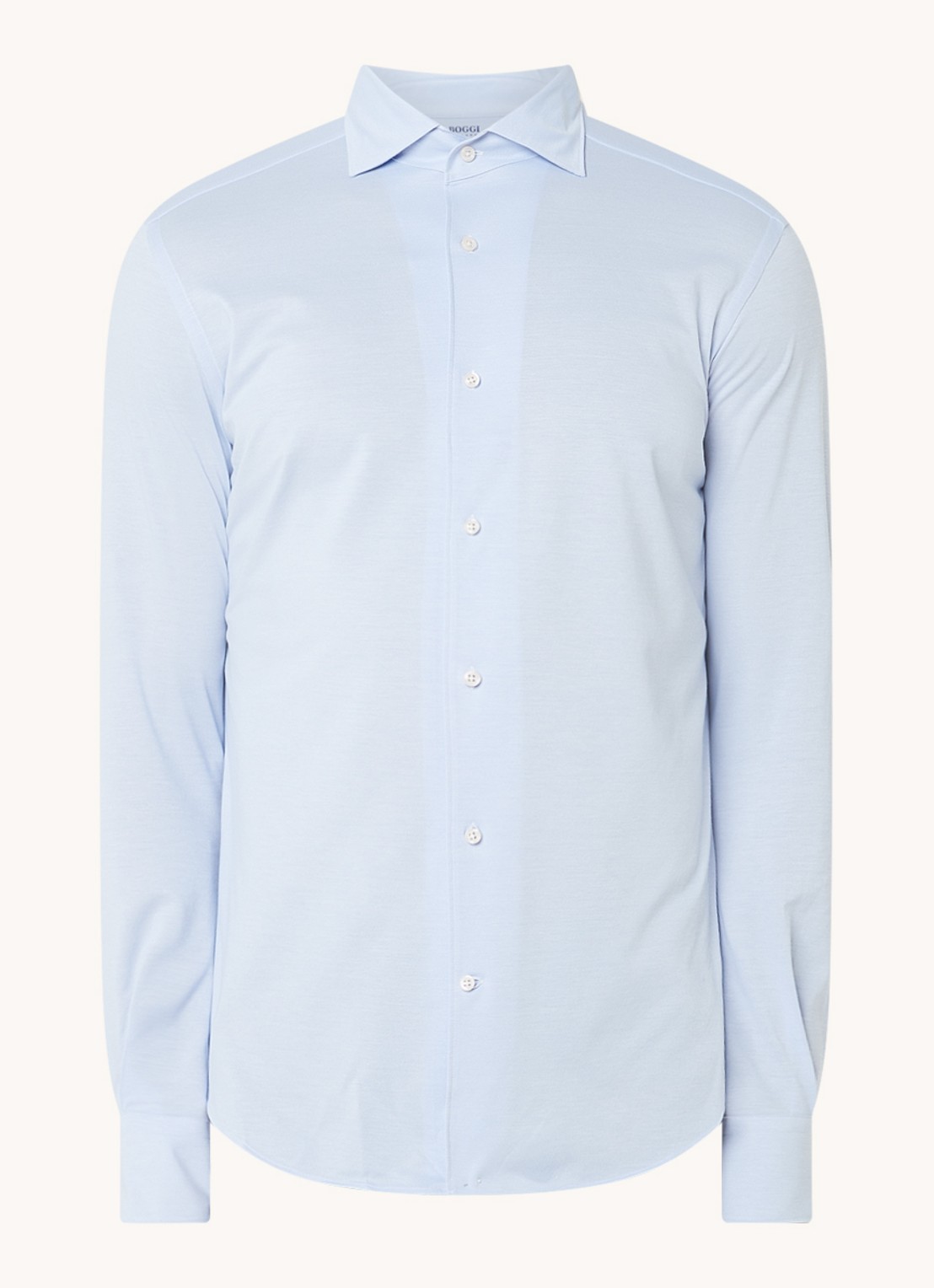Boggi Milano Regular fit overhemd met stretch  - voorkant lichtblauw