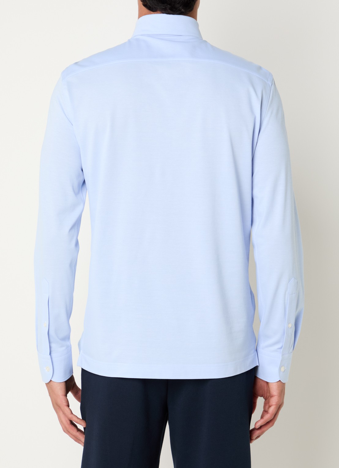 Boggi Milano Regular fit overhemd met stretch - achterkant lichtblauw