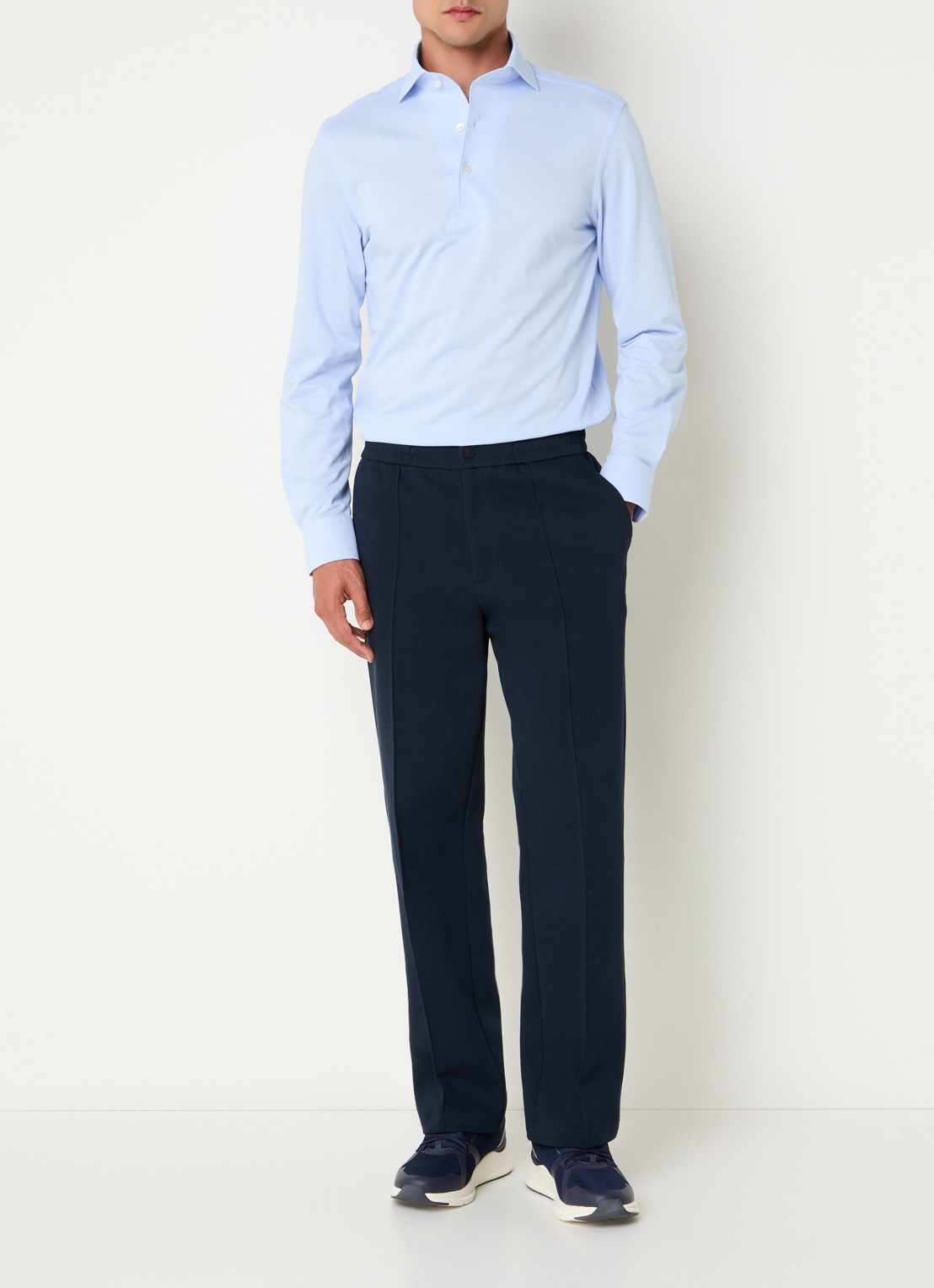 Boggi Milano Regular fit overhemd met stretch - voorkant 5 lichtblauw