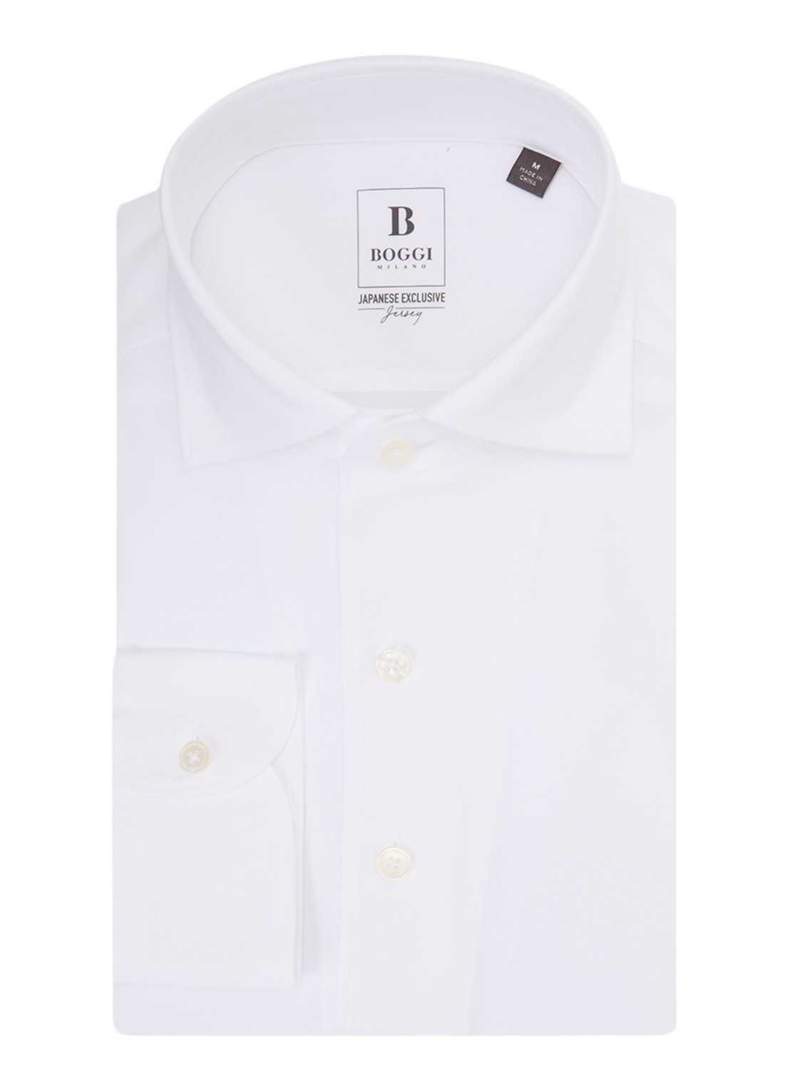 Boggi Milano Regular fit overhemd met stretch - voorkant wit