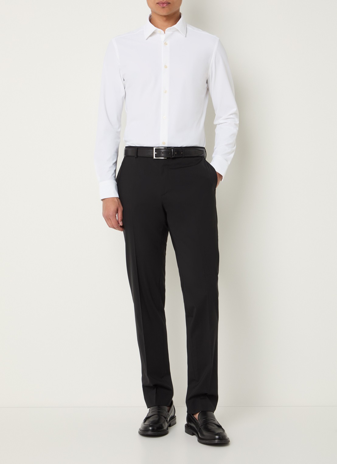 Boggi Milano Regular fit overhemd met stretch - voorkant 4 wit