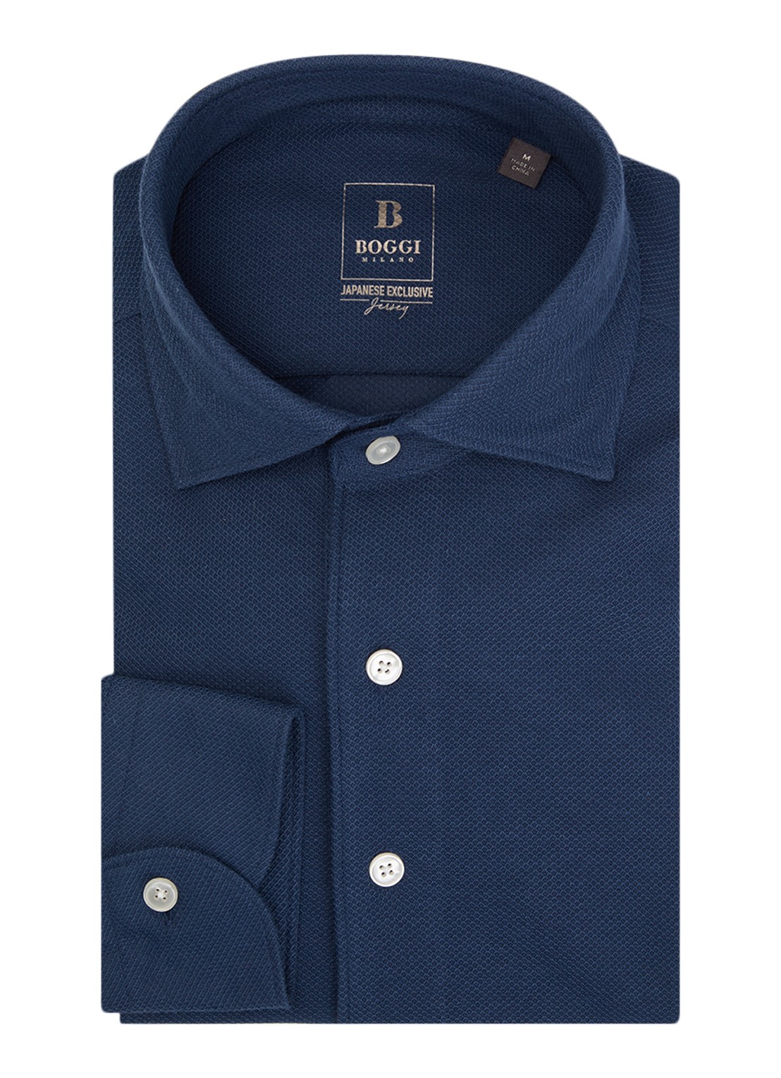 Boggi Milano Regular fit overhemd met stretch - voorkant 2 donkerblauw
