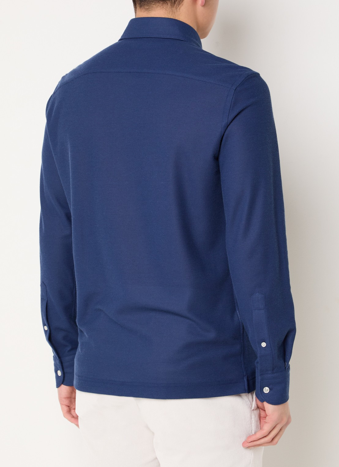 Boggi Milano Regular fit overhemd met stretch - achterkant donkerblauw
