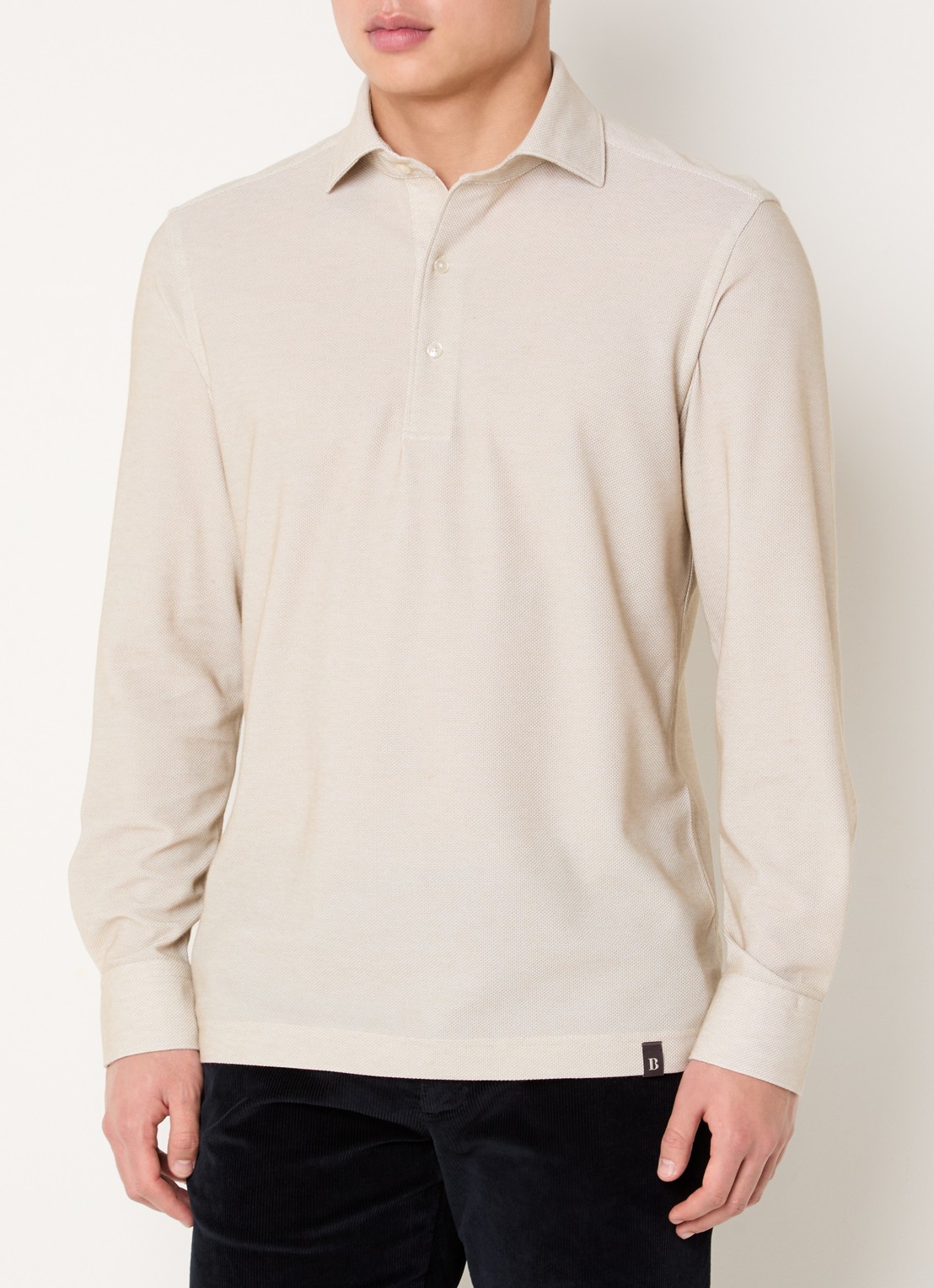 Boggi Milano Regular fit overhemd met stretch - detail 3 beige