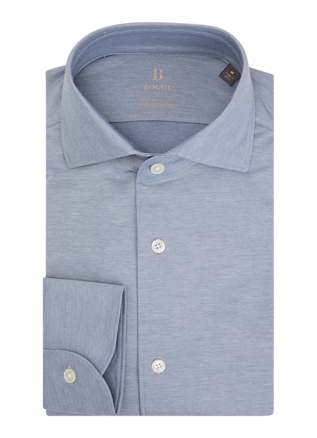 Boggi Milano Regular fit overhemd met stretch - voorkant 3 indigo