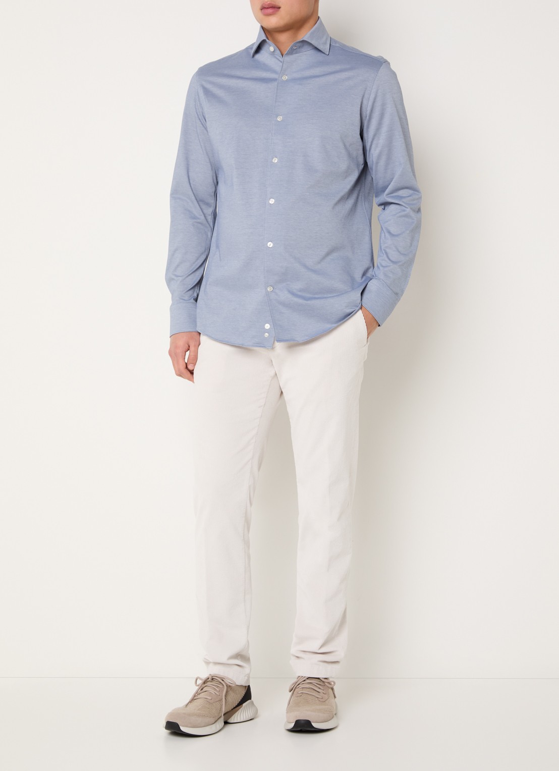 Boggi Milano Regular fit overhemd met stretch - voorkant 4 indigo