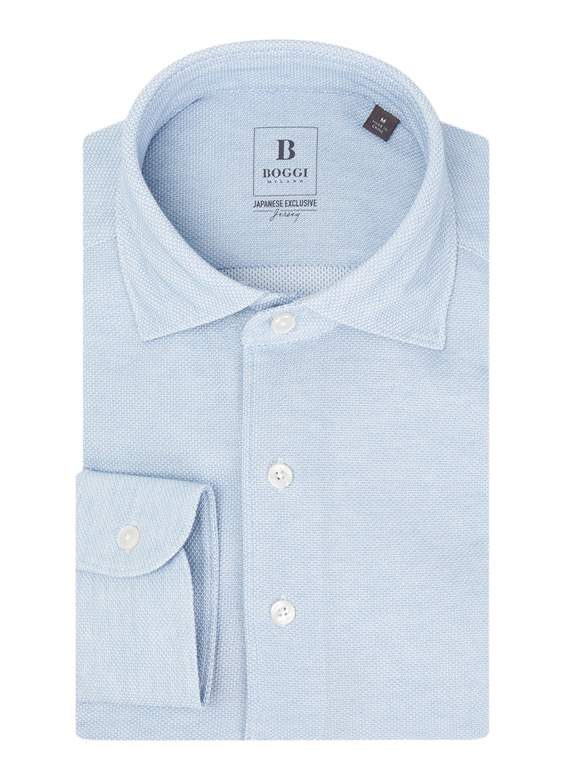 Boggi Milano Regular fit overhemd met stretch - voorkant 2 lichtblauw