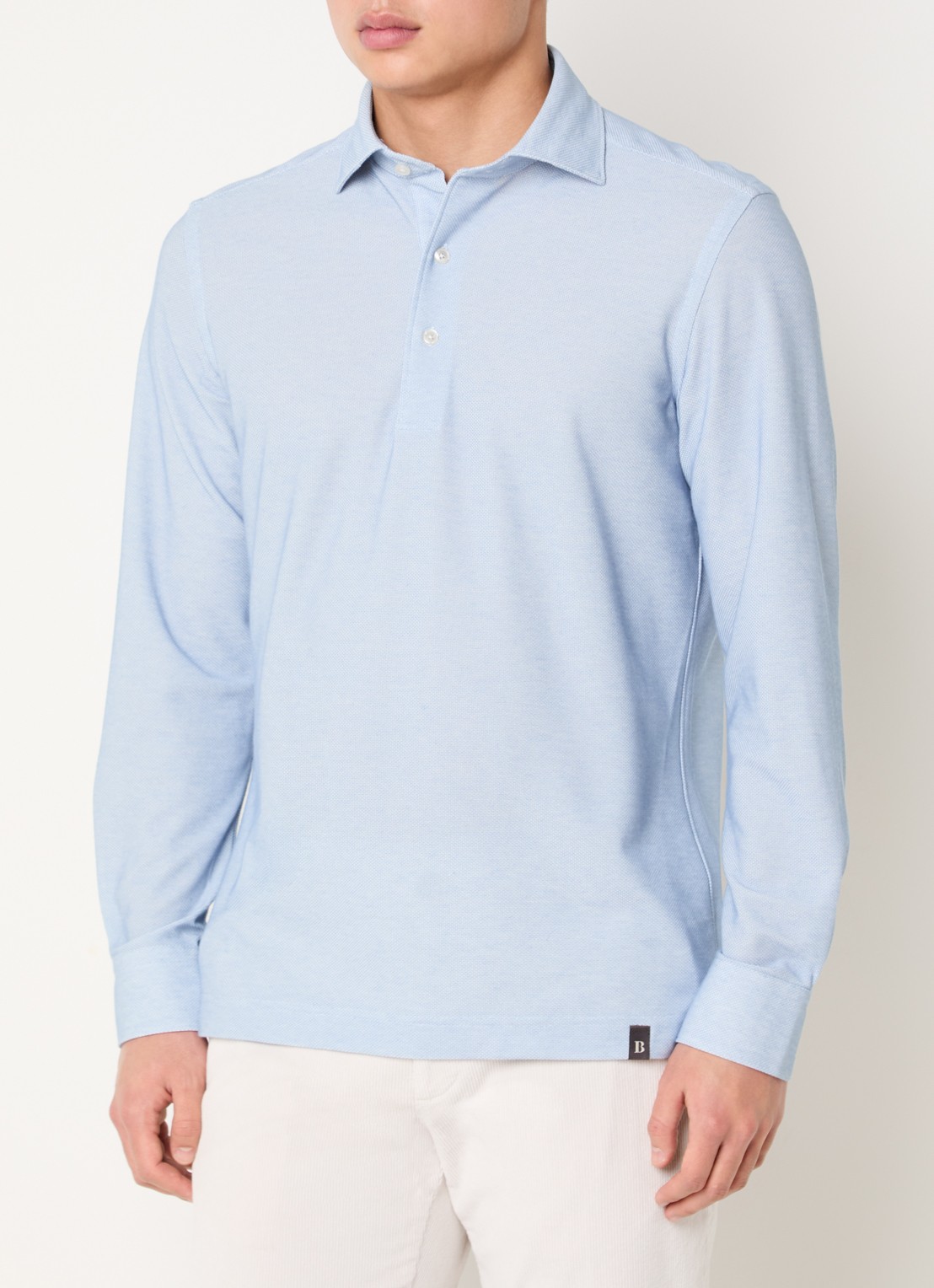 Boggi Milano Regular fit overhemd met stretch - detail 4 lichtblauw
