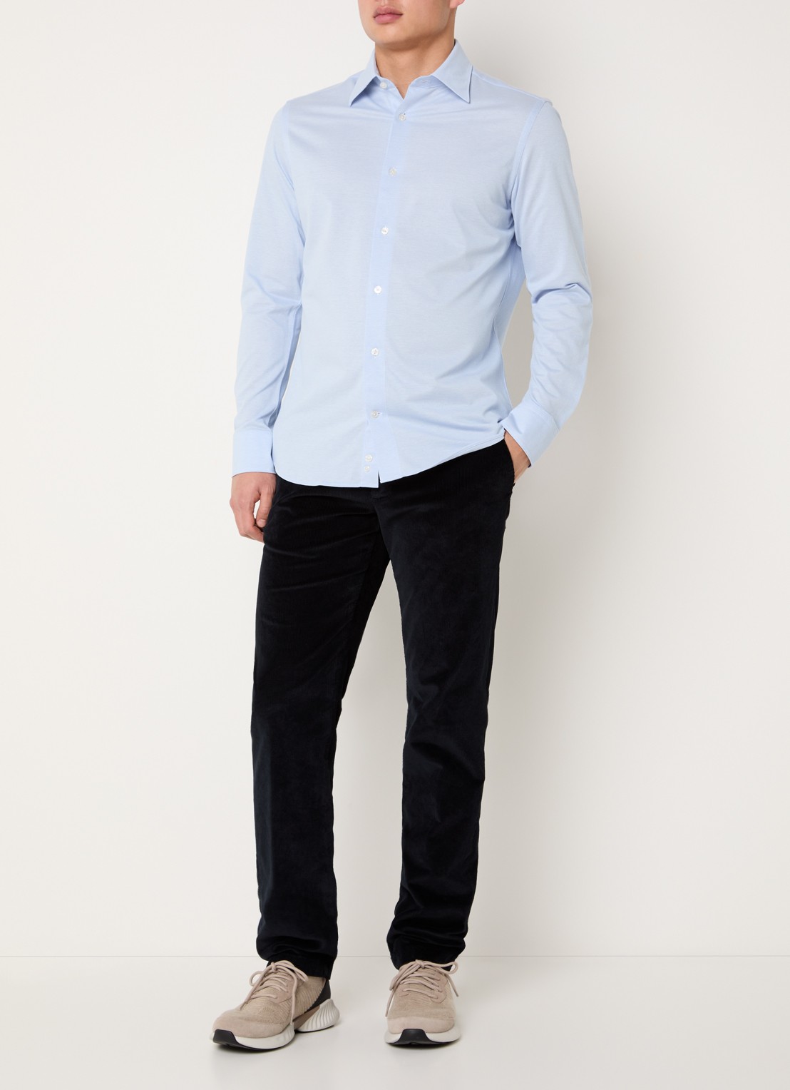 Boggi Milano Regular fit overhemd met stretch - voorkant 2 lichtblauw
