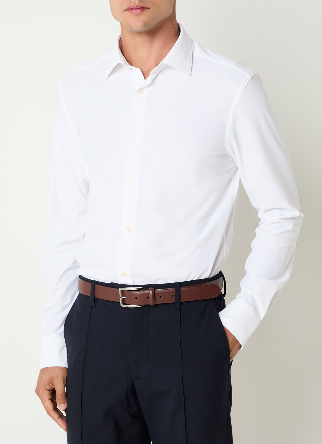 Boggi Milano Regular fit overhemd met stretch - detail 4 wit