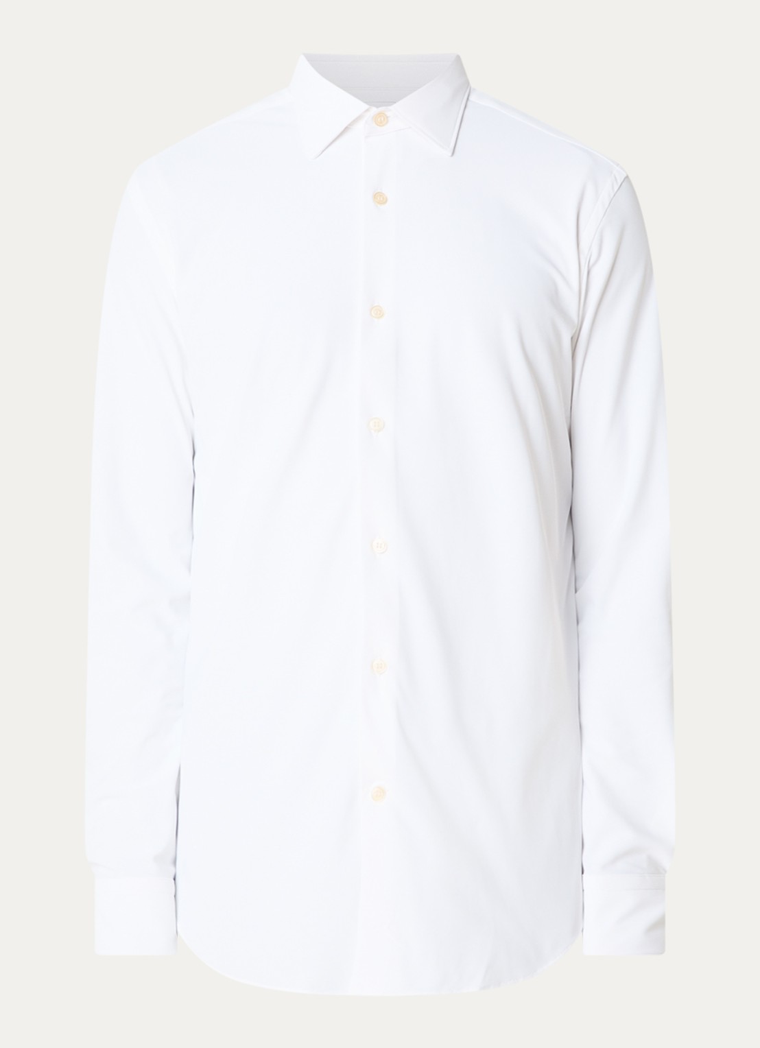 Boggi Milano Regular fit overhemd met stretch - voorkant wit