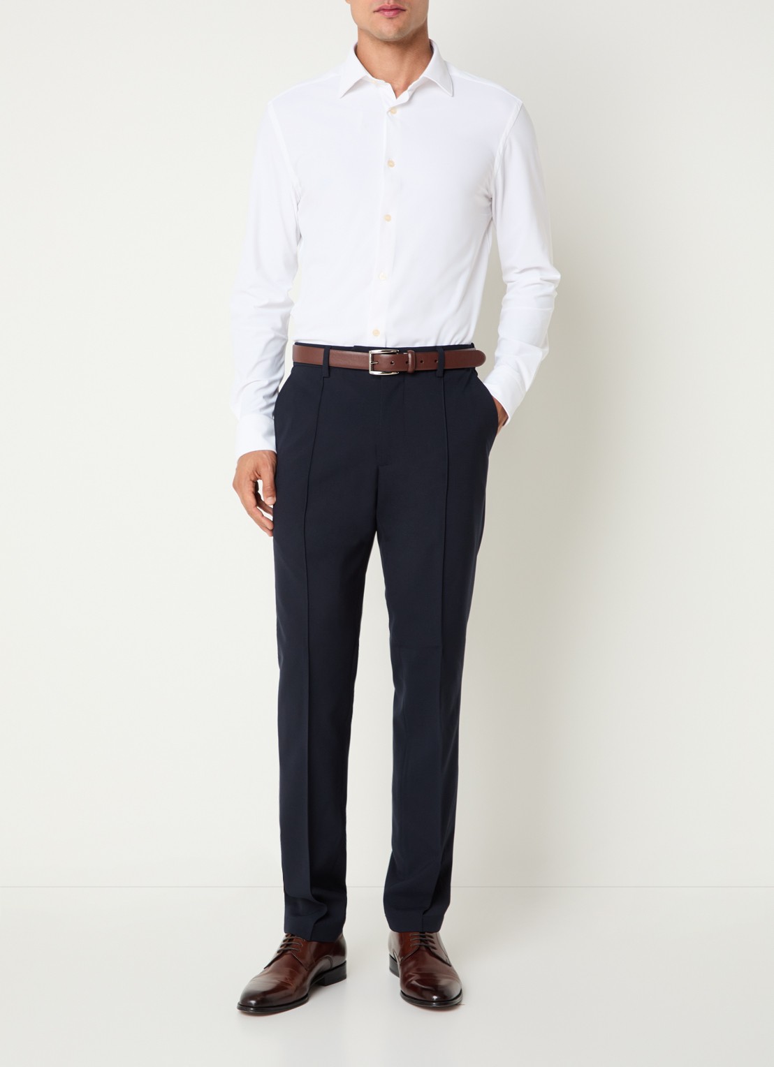 Boggi Milano Regular fit overhemd met stretch - voorkant 2 wit