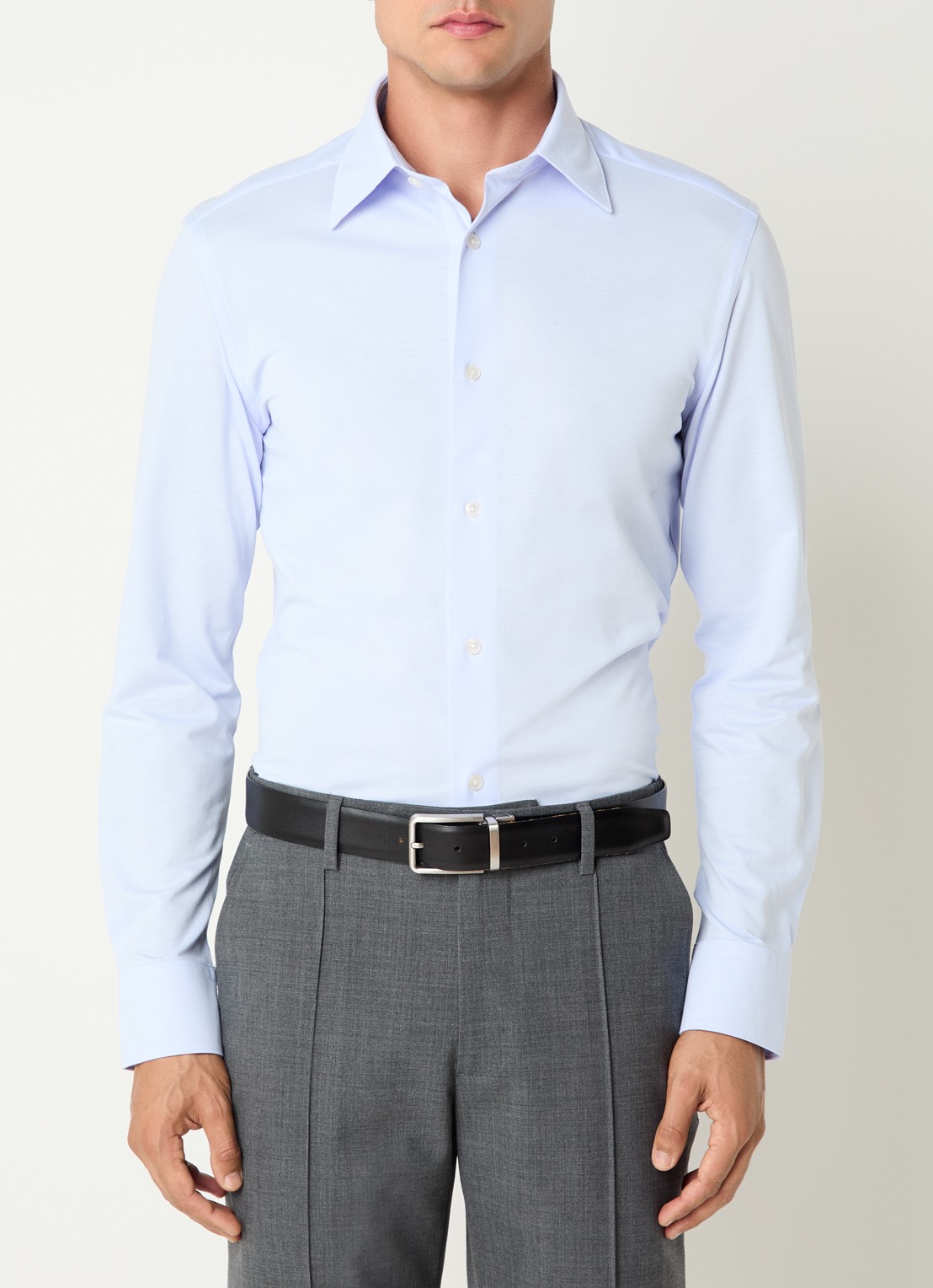 Boggi Milano Regular fit overhemd met stretch - detail 3 lichtblauw
