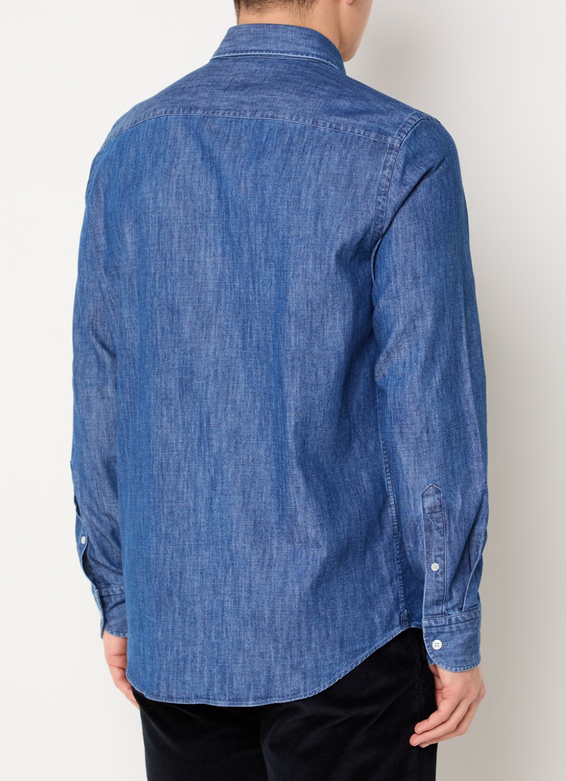 Boggi Milano Regular fit overhemd van denim - achterkant 2 indigo