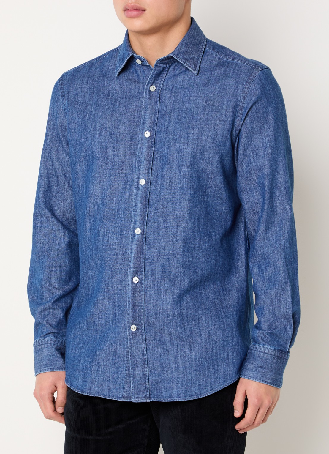 Boggi Milano Regular fit overhemd van denim - detail indigo