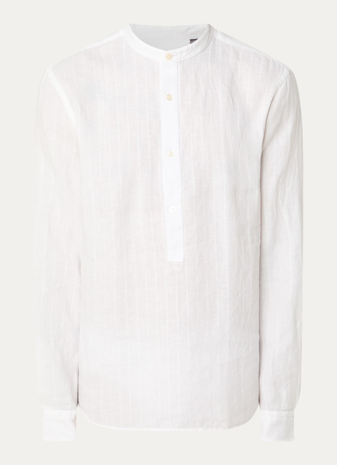 Boggi Milano Regular fit overhemd van linnen  - voorkant 2 wit