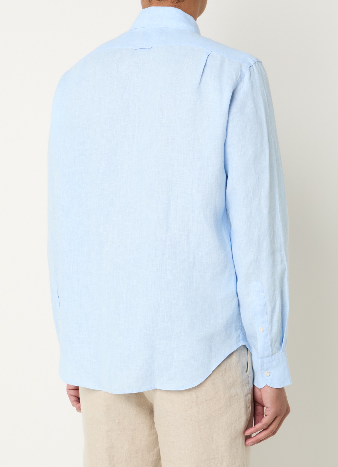 Boggi Milano Regular fit overhemd van linnen - achterkant 5 blauw