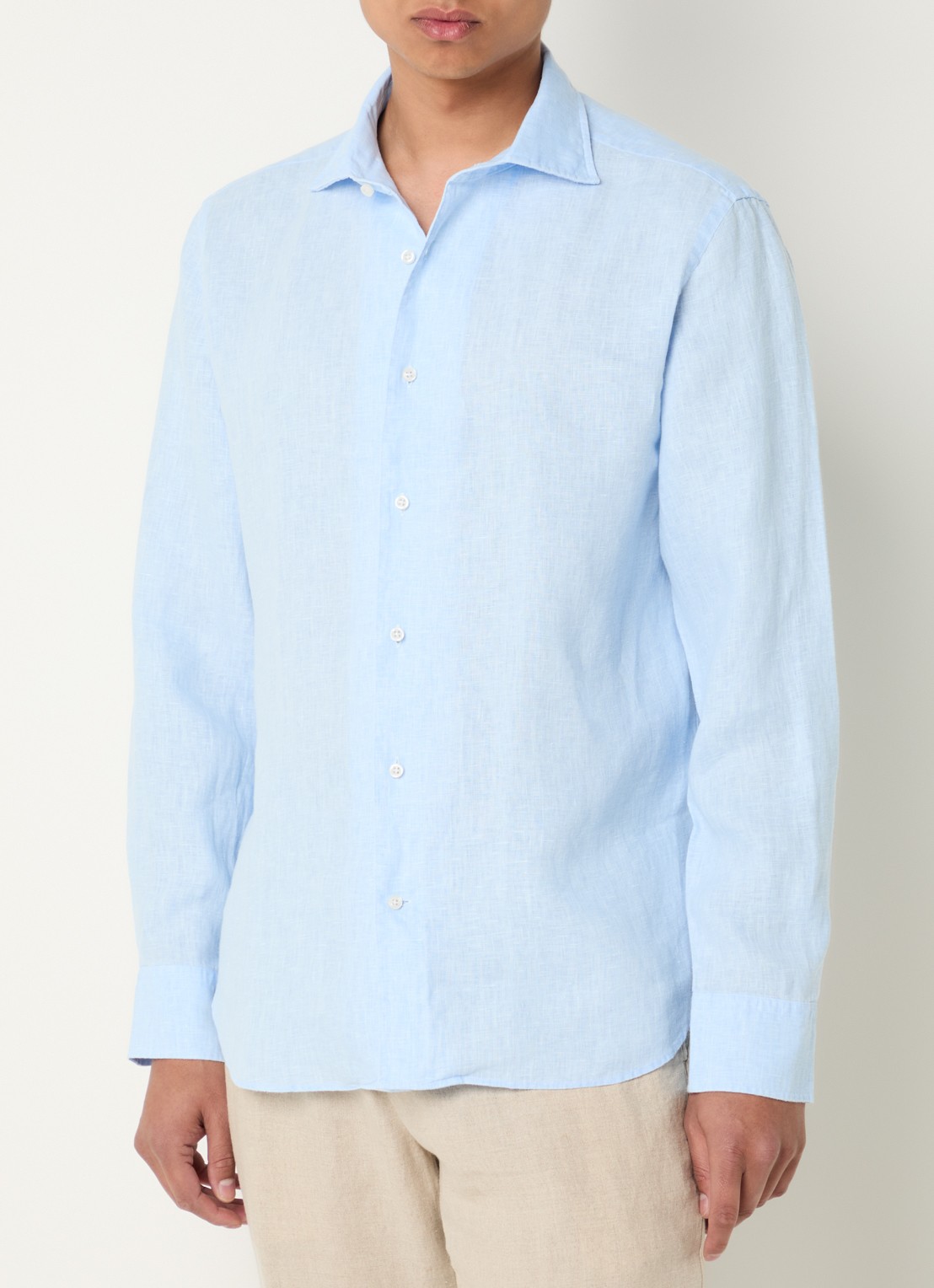 Boggi Milano Regular fit overhemd van linnen - detail blauw