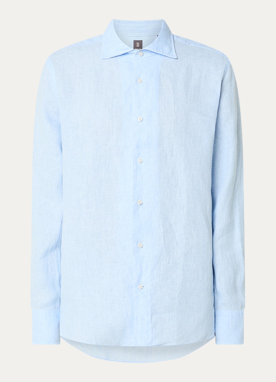 Boggi Milano Regular fit overhemd van linnen - voorkant 3 blauw