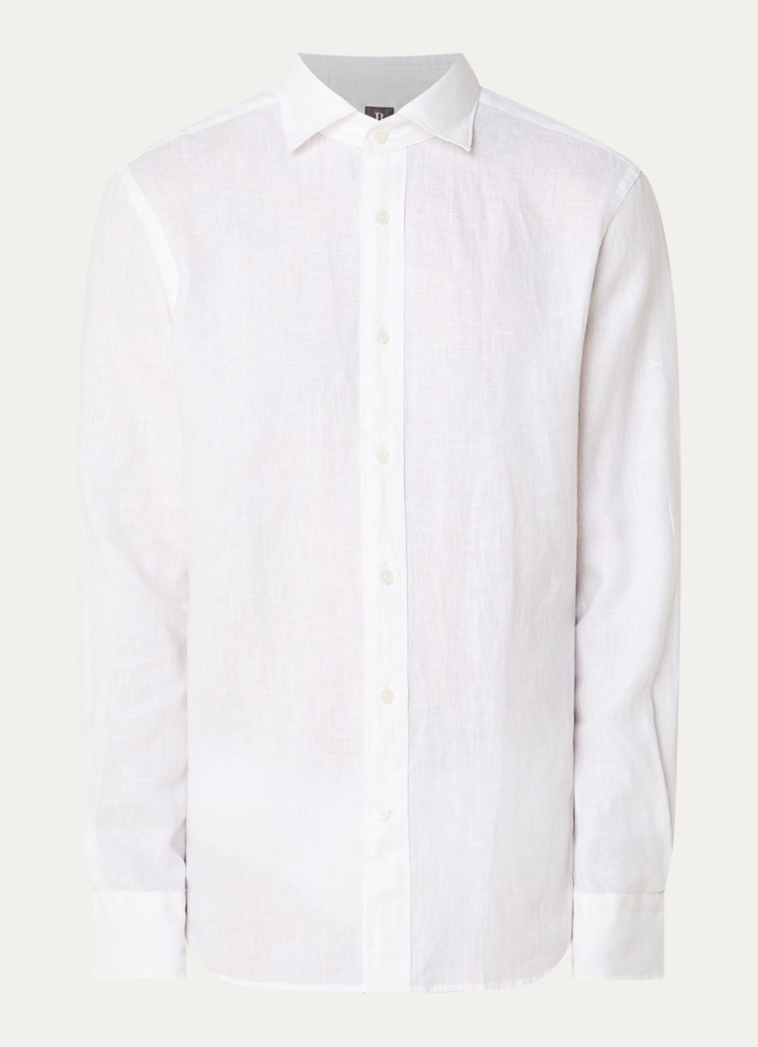 Boggi Milano Regular fit overhemd van linnen  - voorkant 4 wit