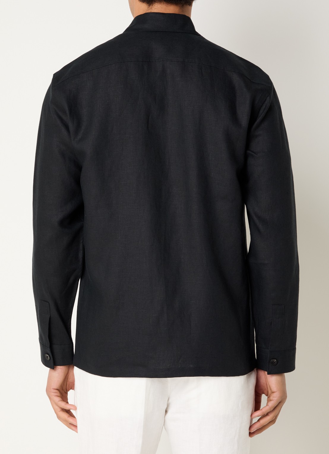 Boggi Milano Regular fit overshirt van linnen met borstzakken - achterkant 4 zwart