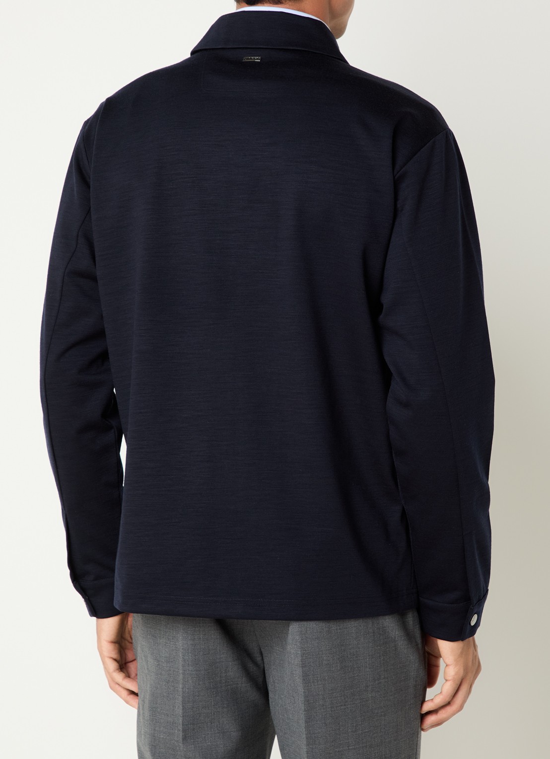 Boggi Milano Regular fit overshirt van wol - achterkant 4 donkerblauw