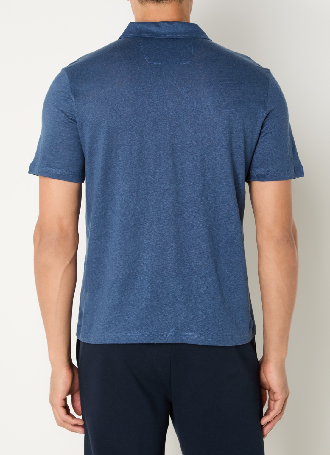 Boggi Milano Regular fit polo in linnenblend met stretch - achterkant 3 petrol
