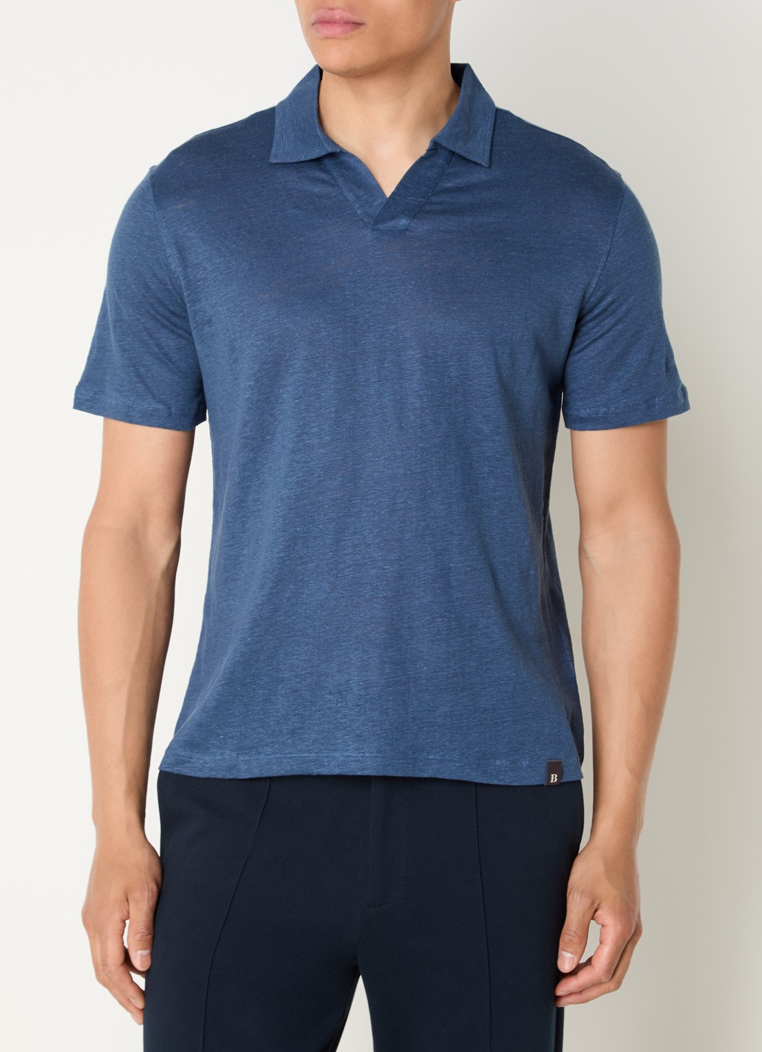 Boggi Milano Regular fit polo in linnenblend met stretch - detail 4 petrol