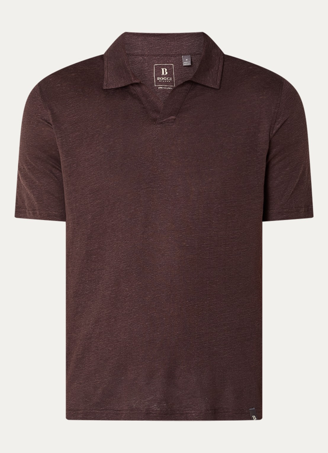 Boggi Milano Regular fit polo in linnenblend met stretch - voorkant 2 donkerbruin