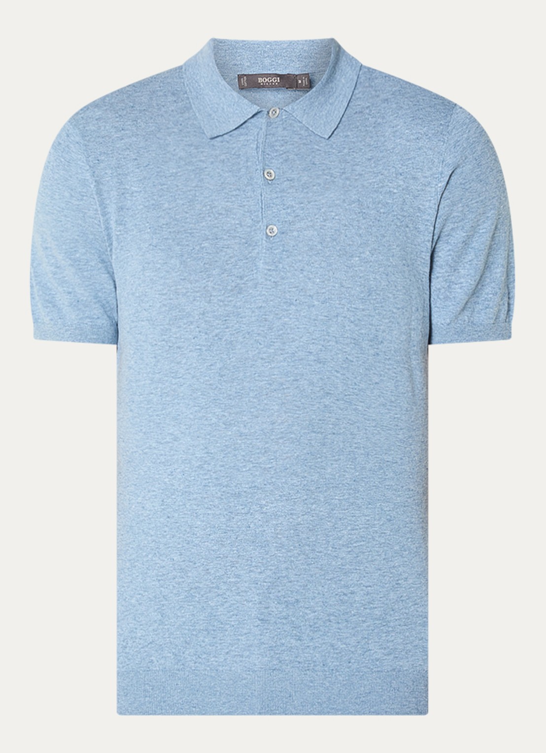 Boggi Milano Regular fit polo in linnenblend met stretch - voorkant 2 blauwgrijs