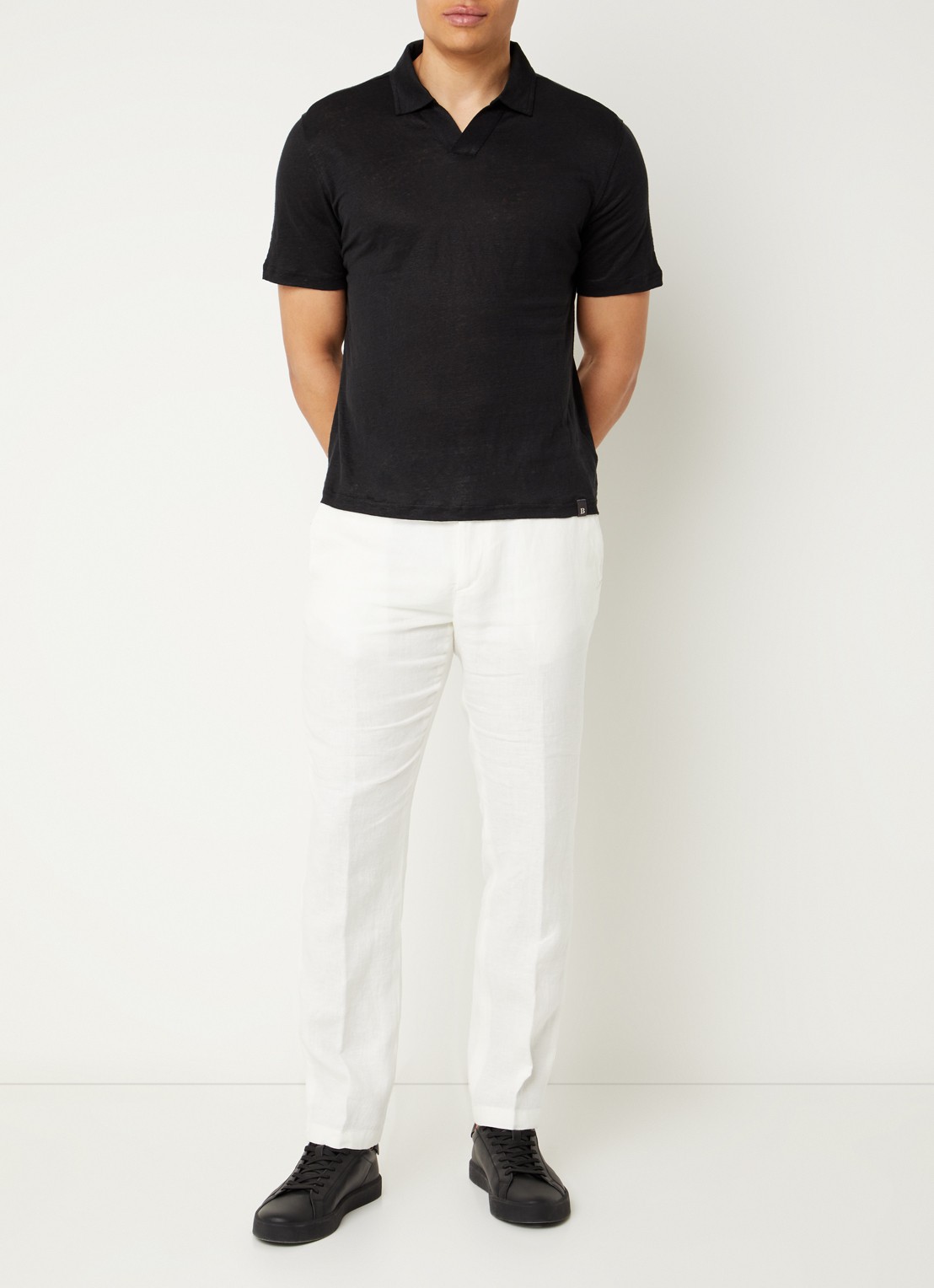 Boggi Milano Regular fit polo in linnenblend - voorkant 3 zwart