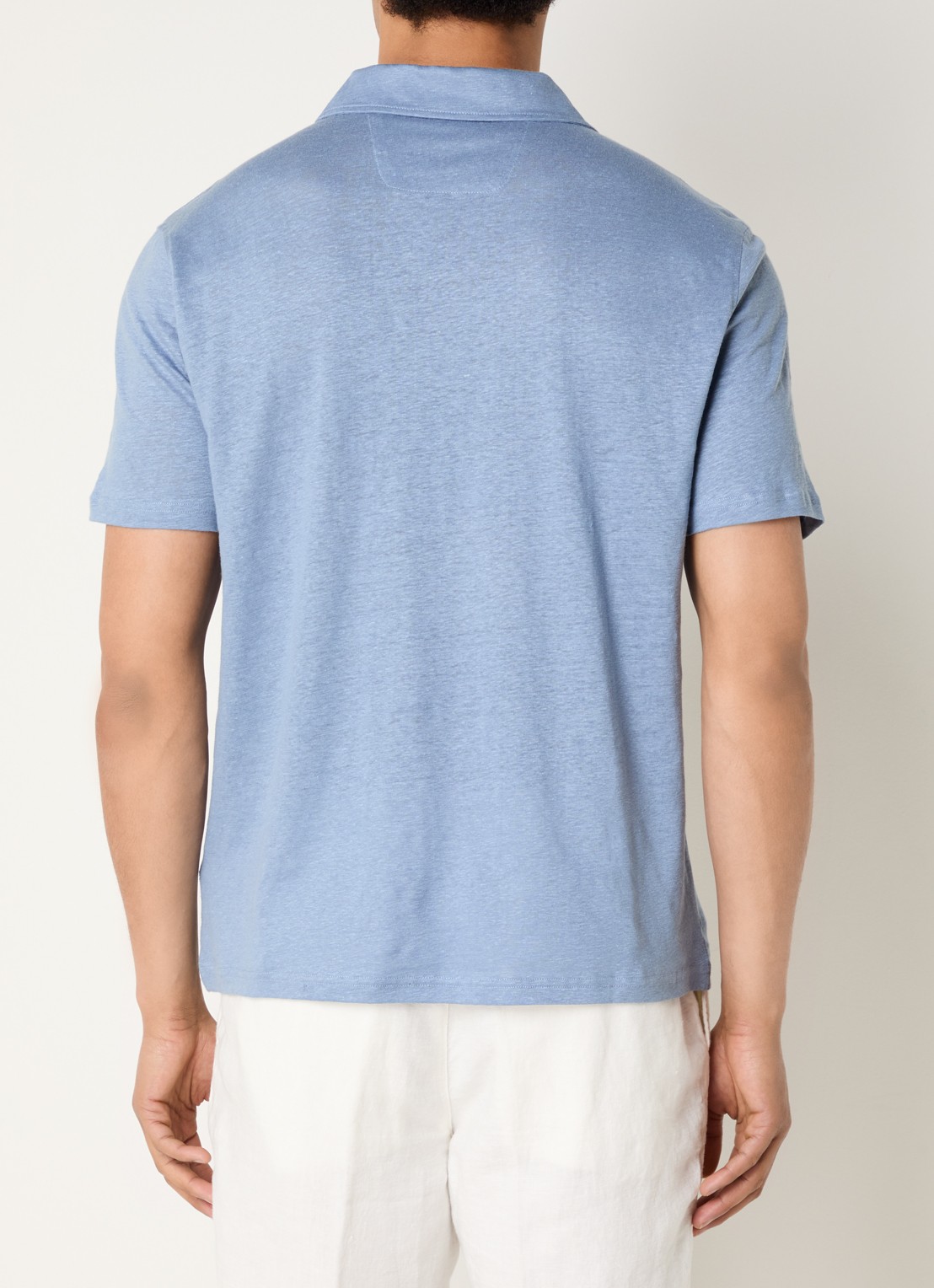 Boggi Milano Regular fit polo in linnenblend - achterkant blauwgrijs