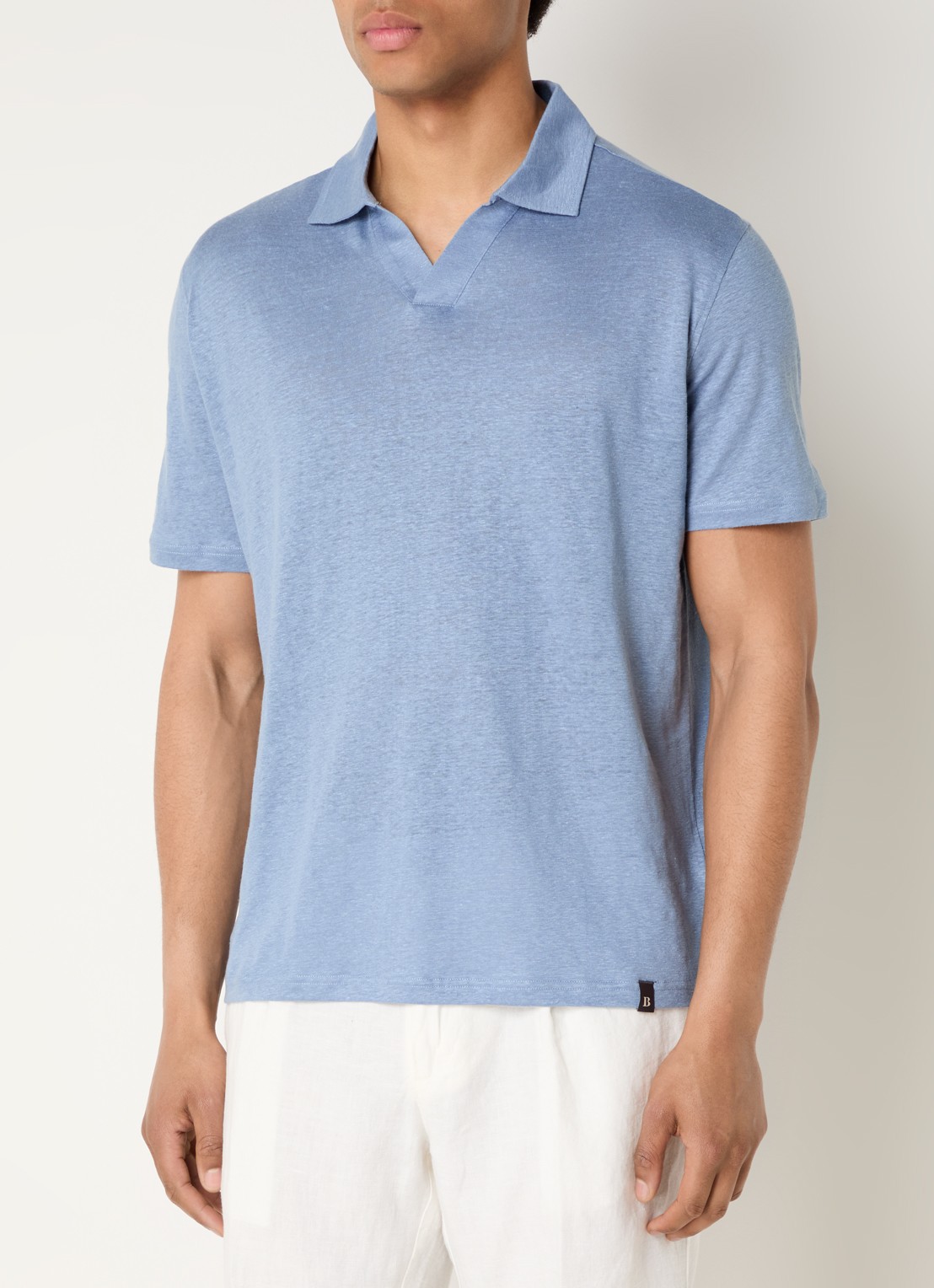 Boggi Milano Regular fit polo in linnenblend - detail 4 blauwgrijs