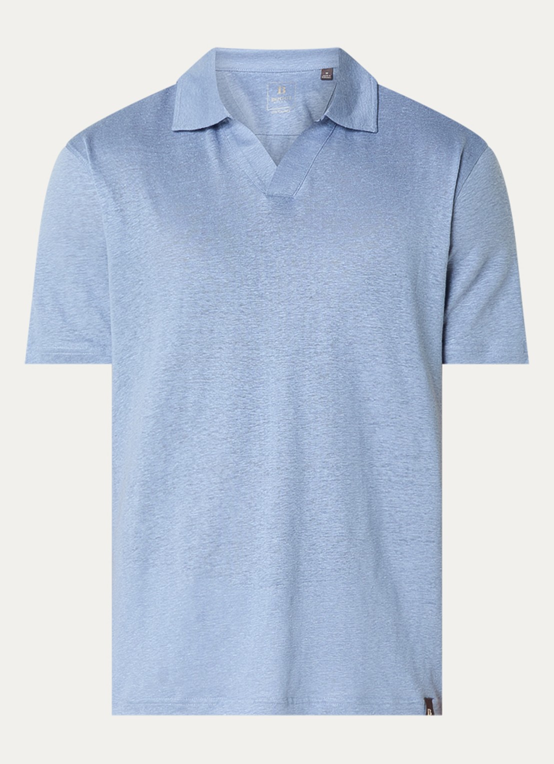 Boggi Milano Regular fit polo in linnenblend - voorkant 2 blauwgrijs