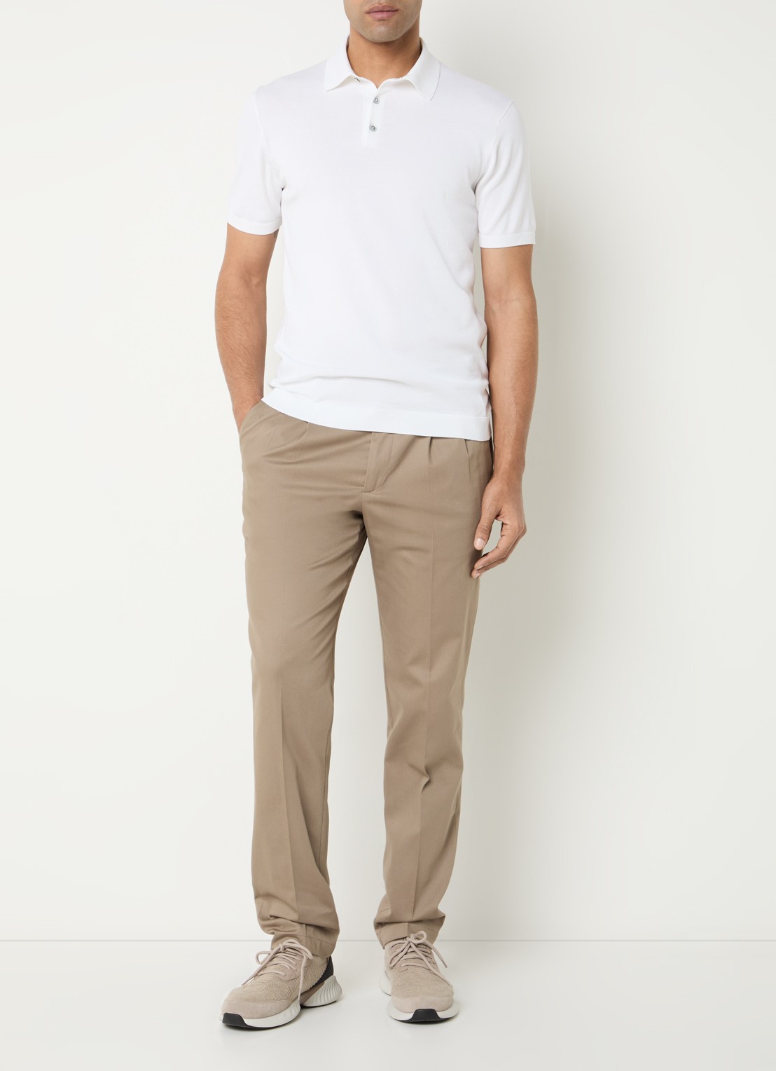 Boggi Milano Regular fit polo in zijdeblend - voorkant 3 wit