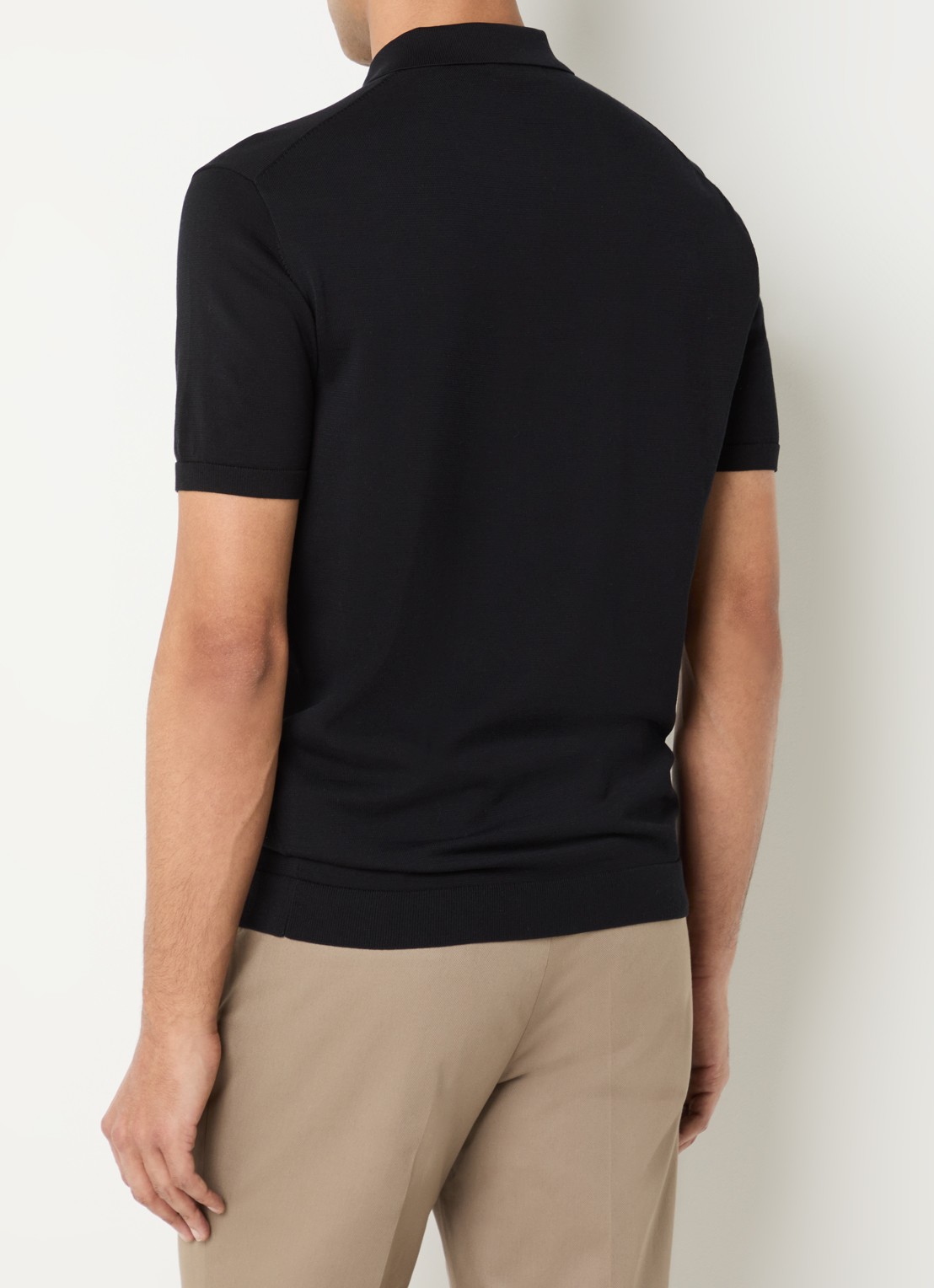 Boggi Milano Regular fit polo in zijdeblend - achterkant 3 zwart
