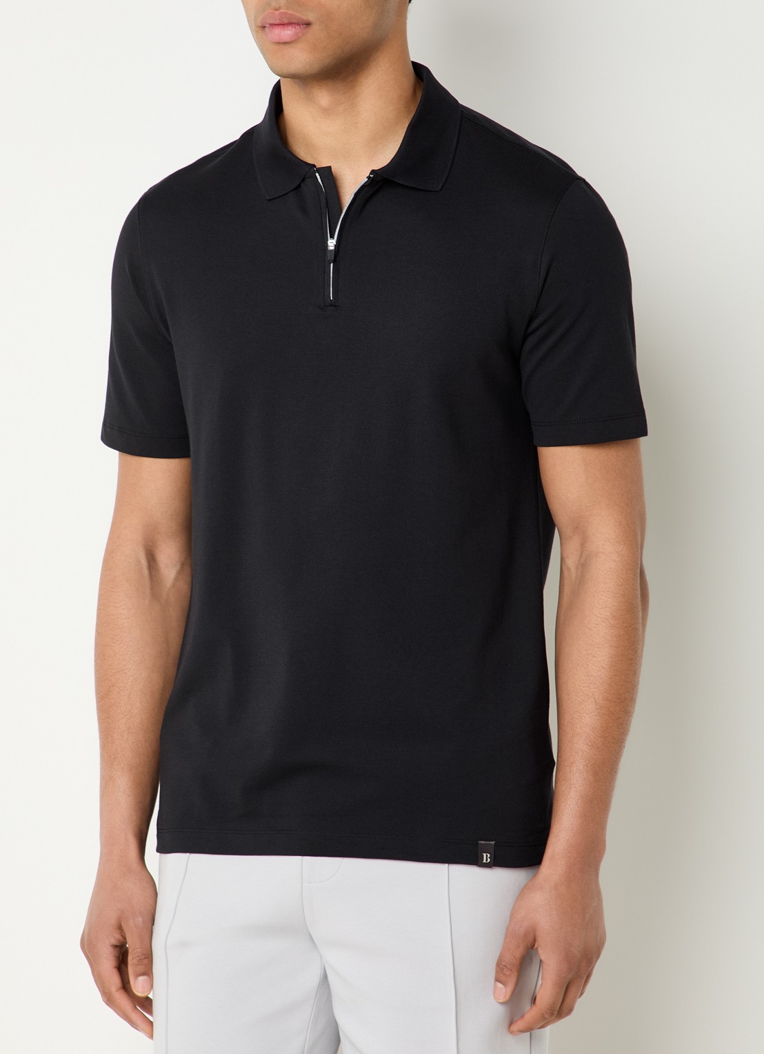 Boggi Milano Regular fit polo met halve rits - detail 4 zwart