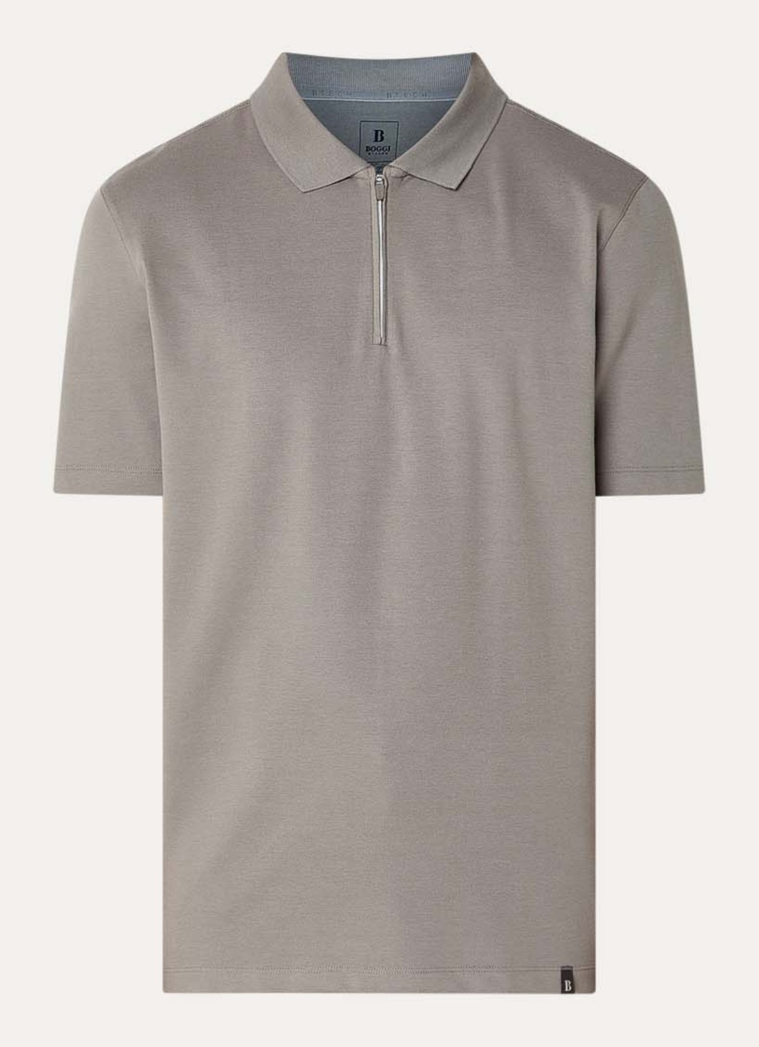 Boggi Milano Regular fit polo met halve rits - voorkant zand