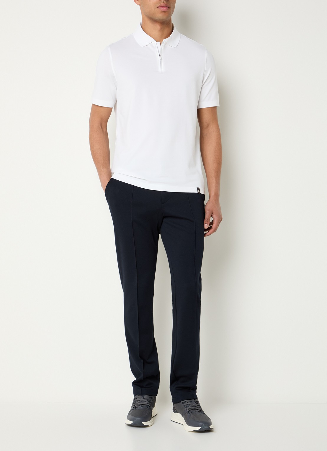 Boggi Milano Regular fit polo met halve rits - voorkant 3 wit