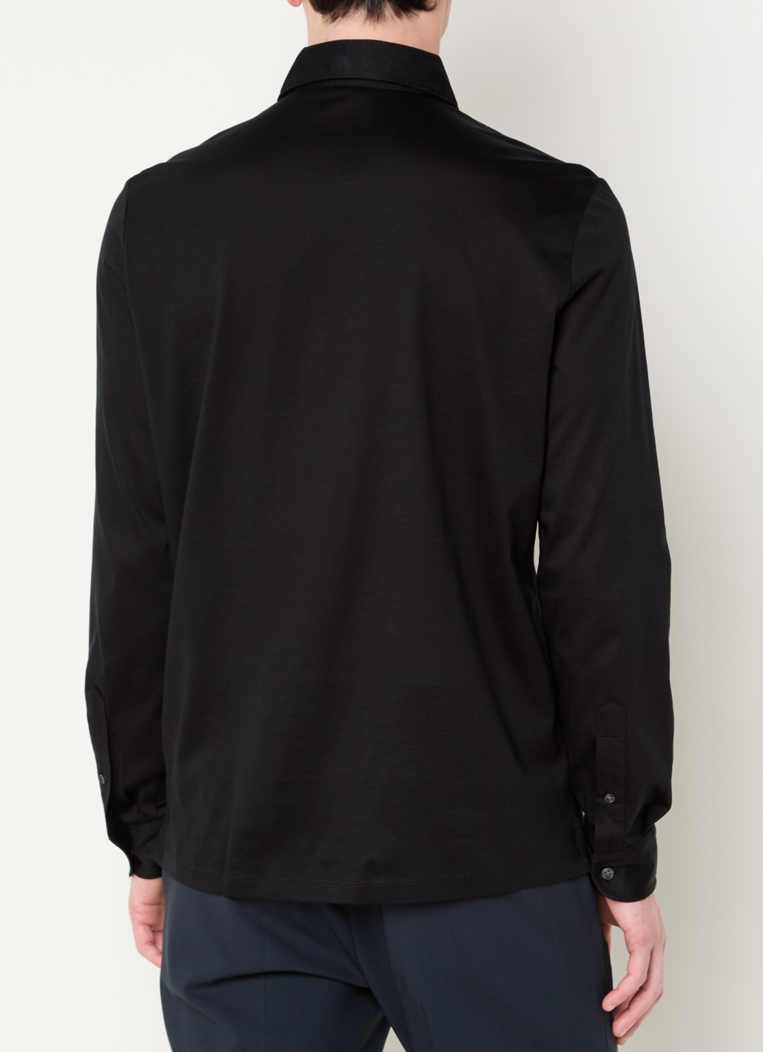 Boggi Milano Regular fit polo met lange mouw - achterkant 5 zwart