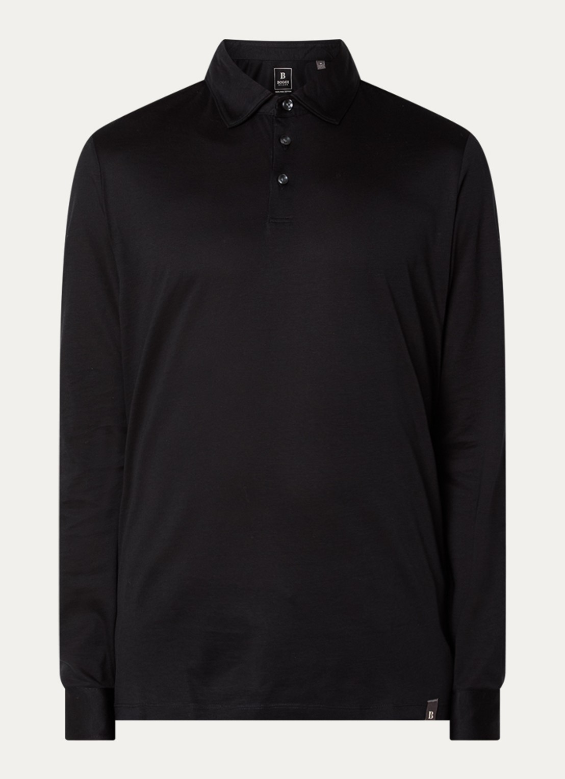 Boggi Milano Regular fit polo met lange mouw - voorkant 2 zwart