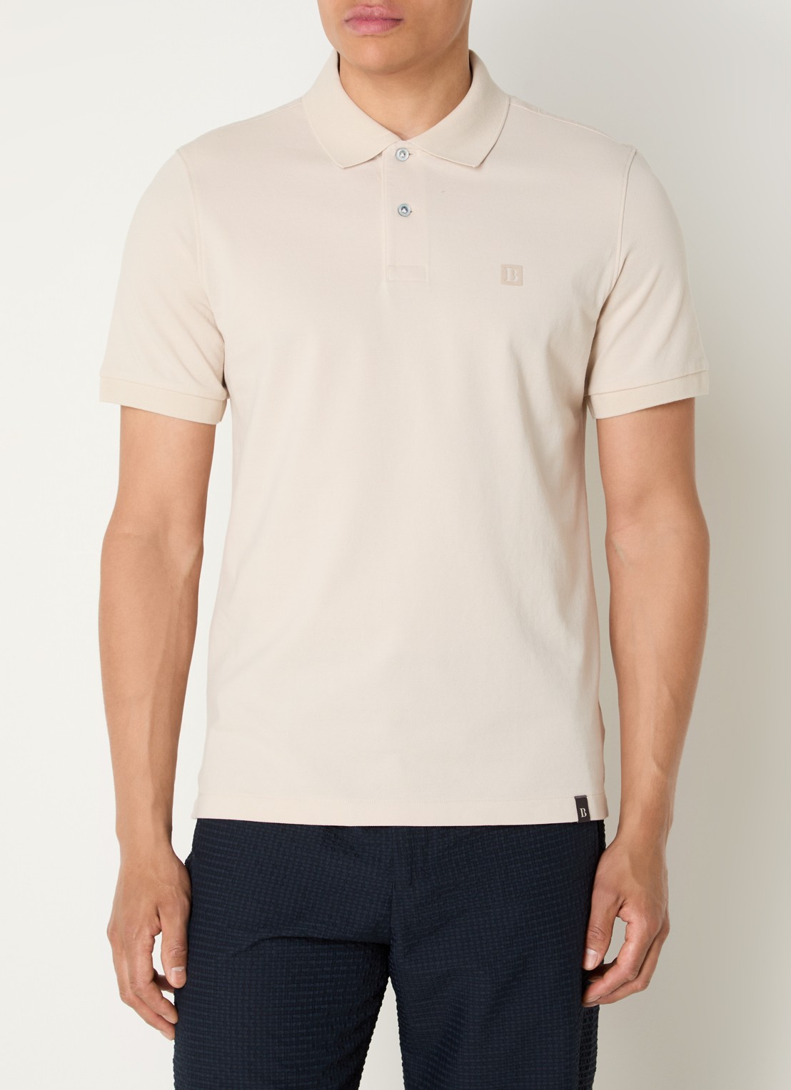 Boggi Milano Regular fit polo met logoprint - detail 4 creme
