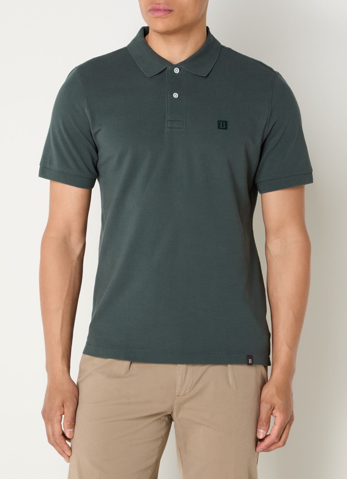 Boggi Milano Regular fit polo met logoprint - detail 4 zeegroen