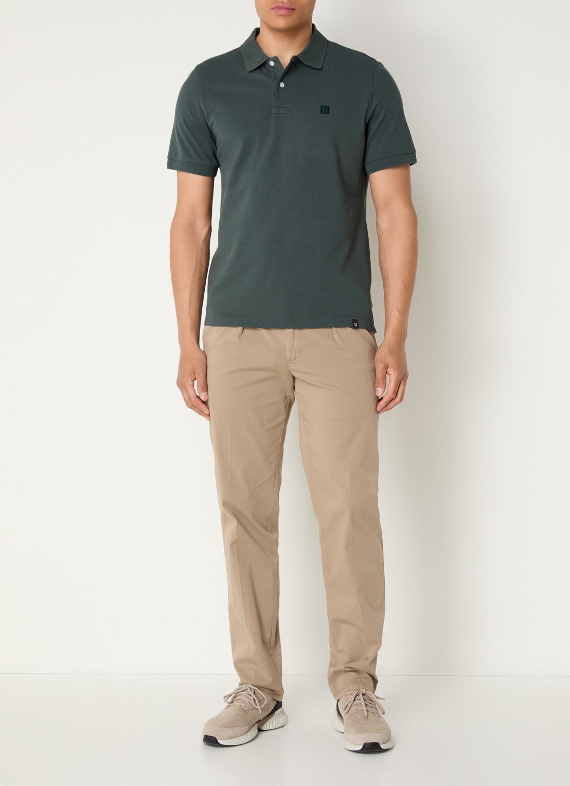 Boggi Milano Regular fit polo met logoprint - voorkant 2 zeegroen