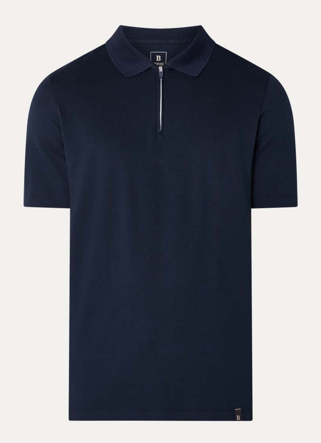 Boggi Milano Regular fit polo met met halve rits - voorkant donkerblauw