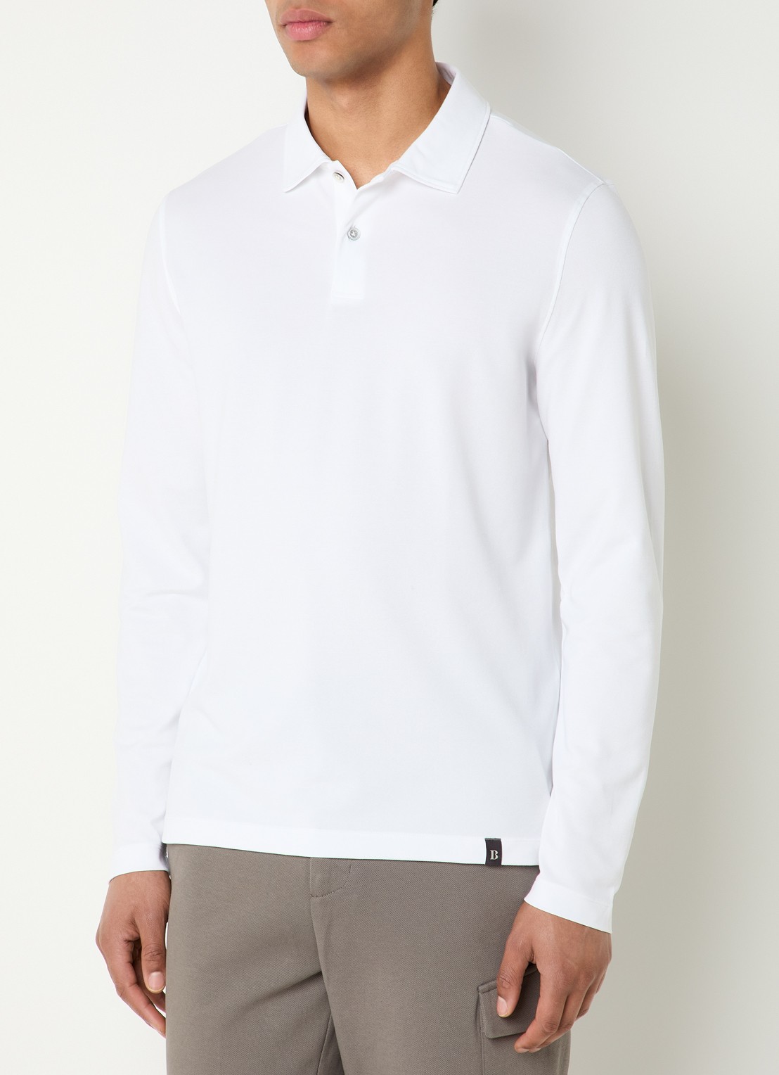 Boggi Milano Regular fit polo met stretch - detail wit