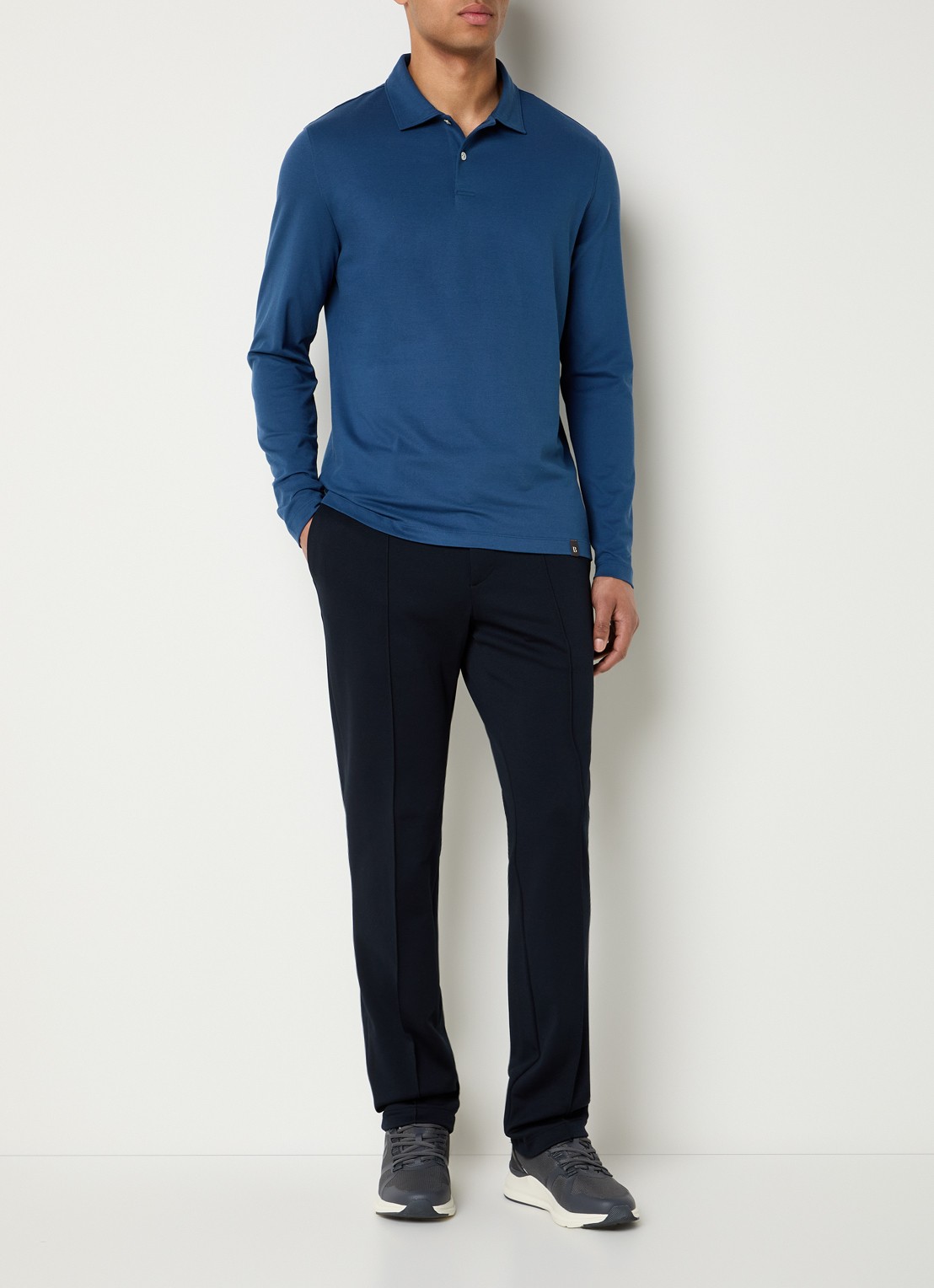 Boggi Milano Regular fit polo met stretch - voorkant 2 indigo