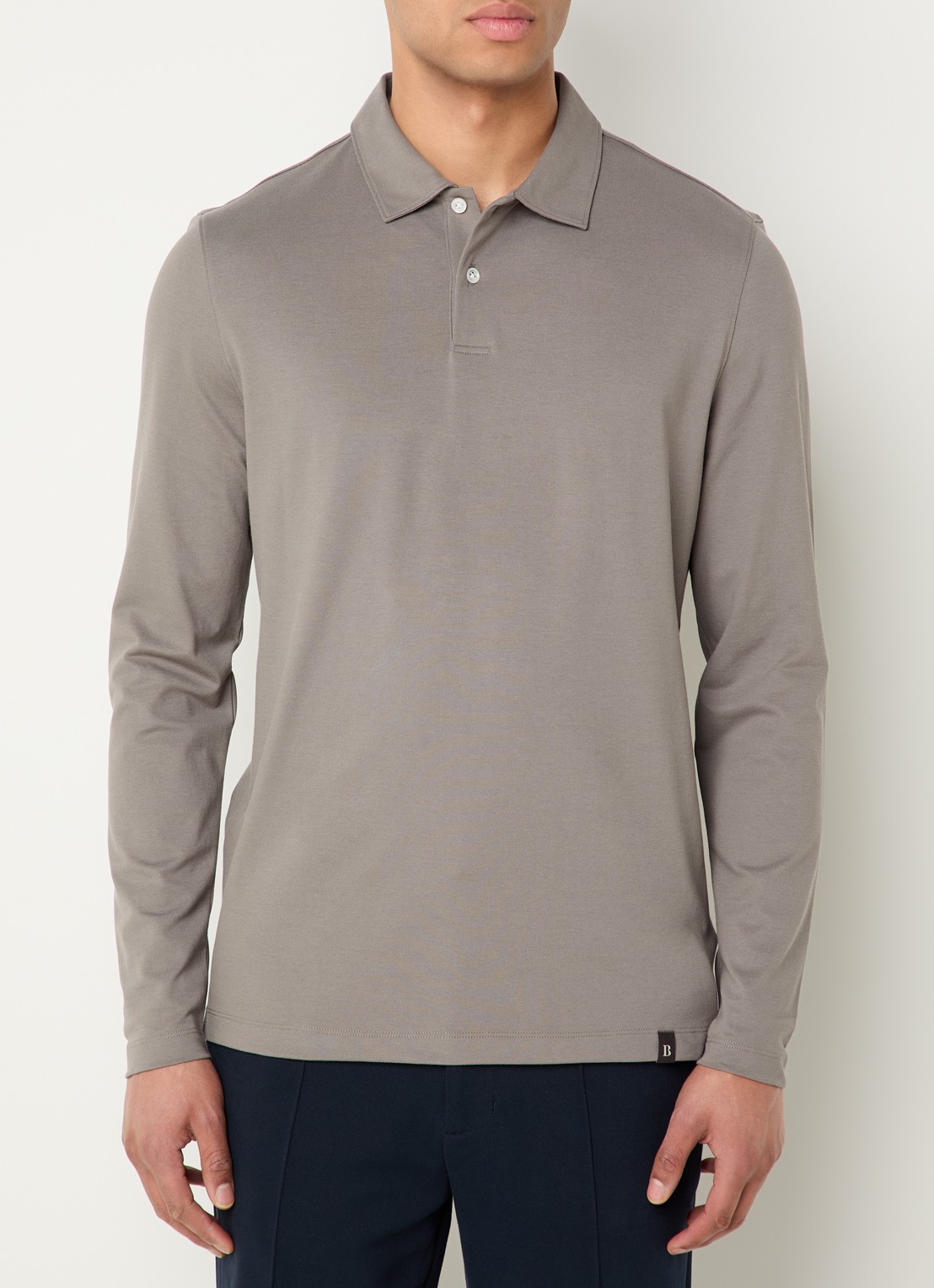 Boggi Milano Regular fit polo met stretch - detail 2 olijfgroen